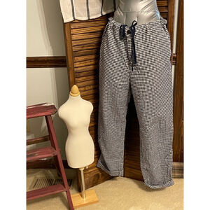 Women's Uniqlo Pants, Size L, White & Blue Gingham